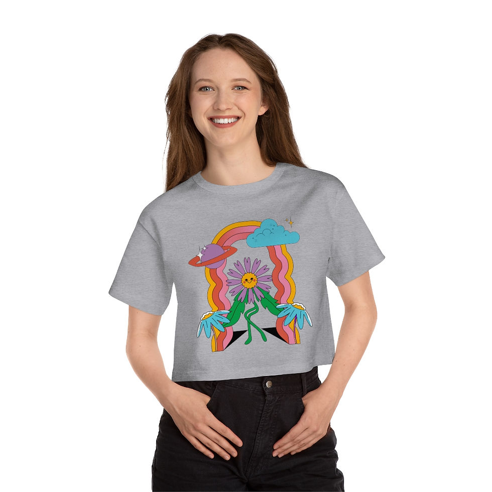 Thumbnail: Trippin Dancing Flower Champion Women's Heritage Cropped T-Shirt