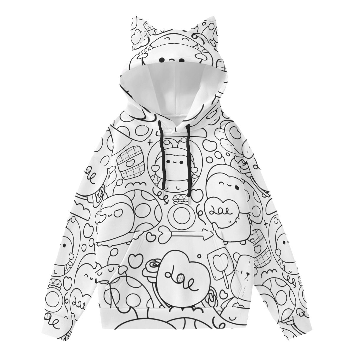All-Over Print Women’s Hoodie With Decorative Ears