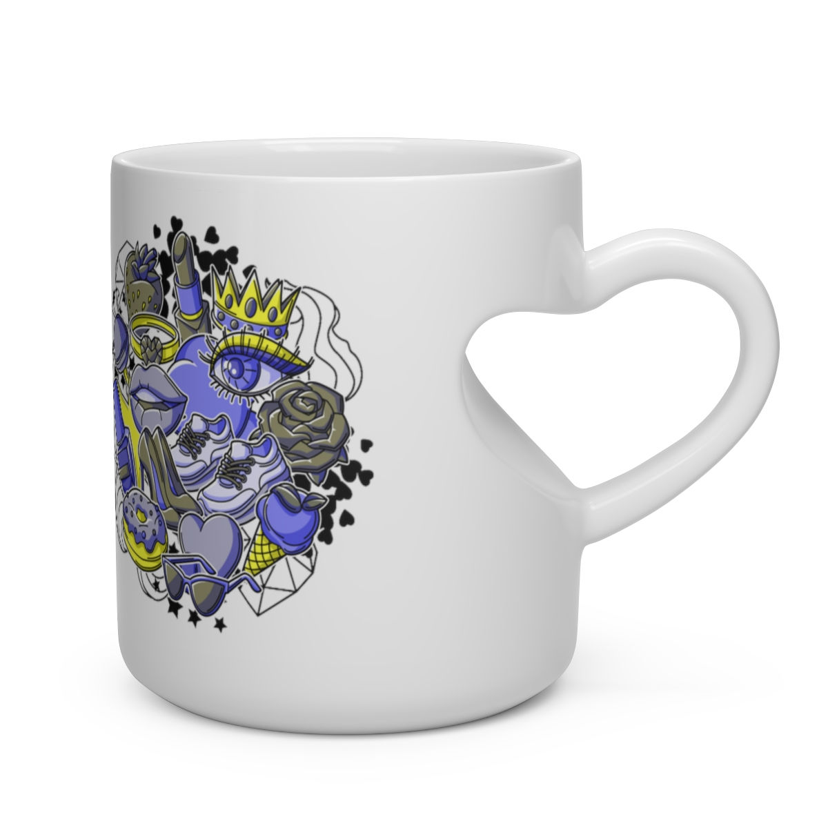 A Burst of Girly in Blue Heart Shape Mug