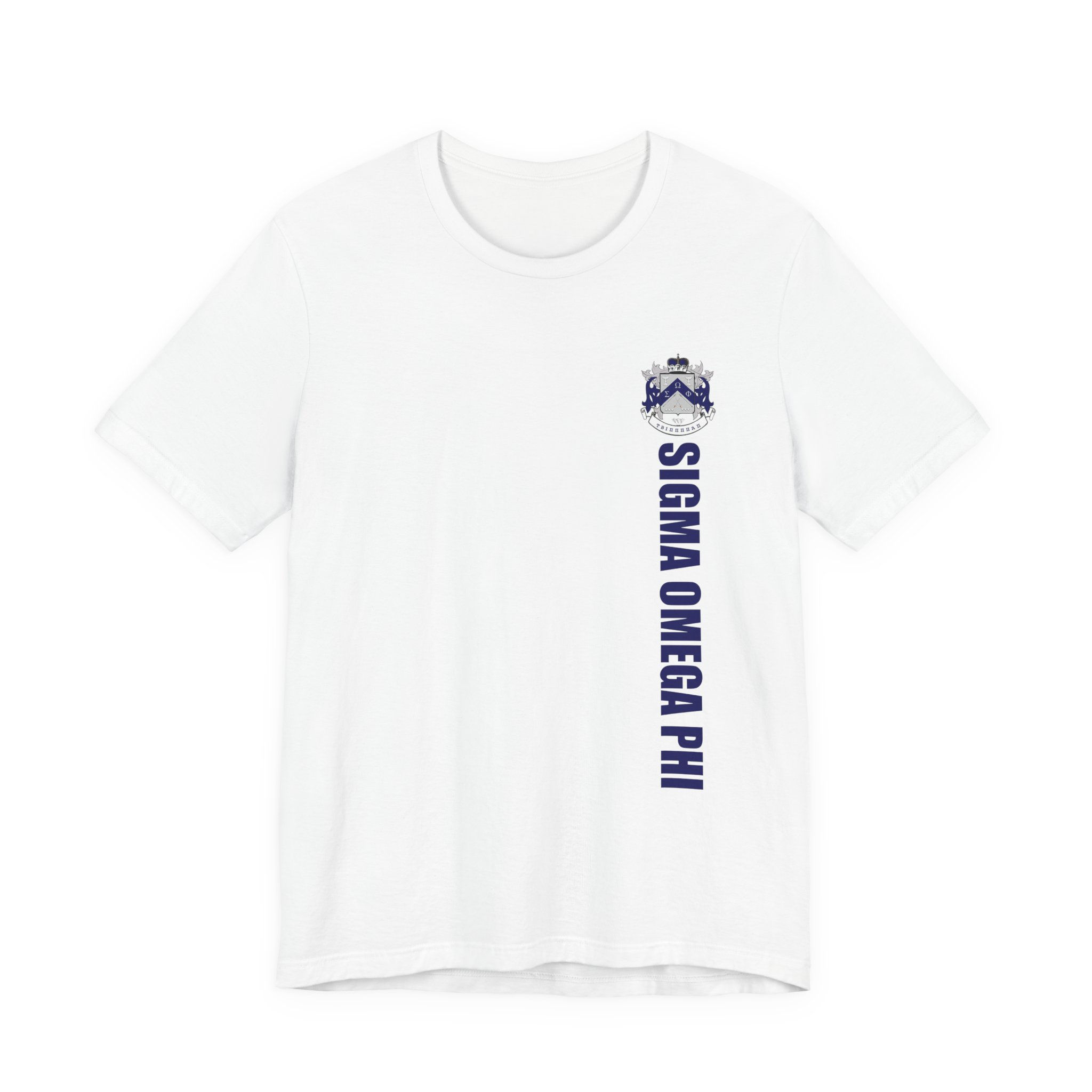 Sigma Omega Phi Vertical Crest T‑Shirt with QR Code