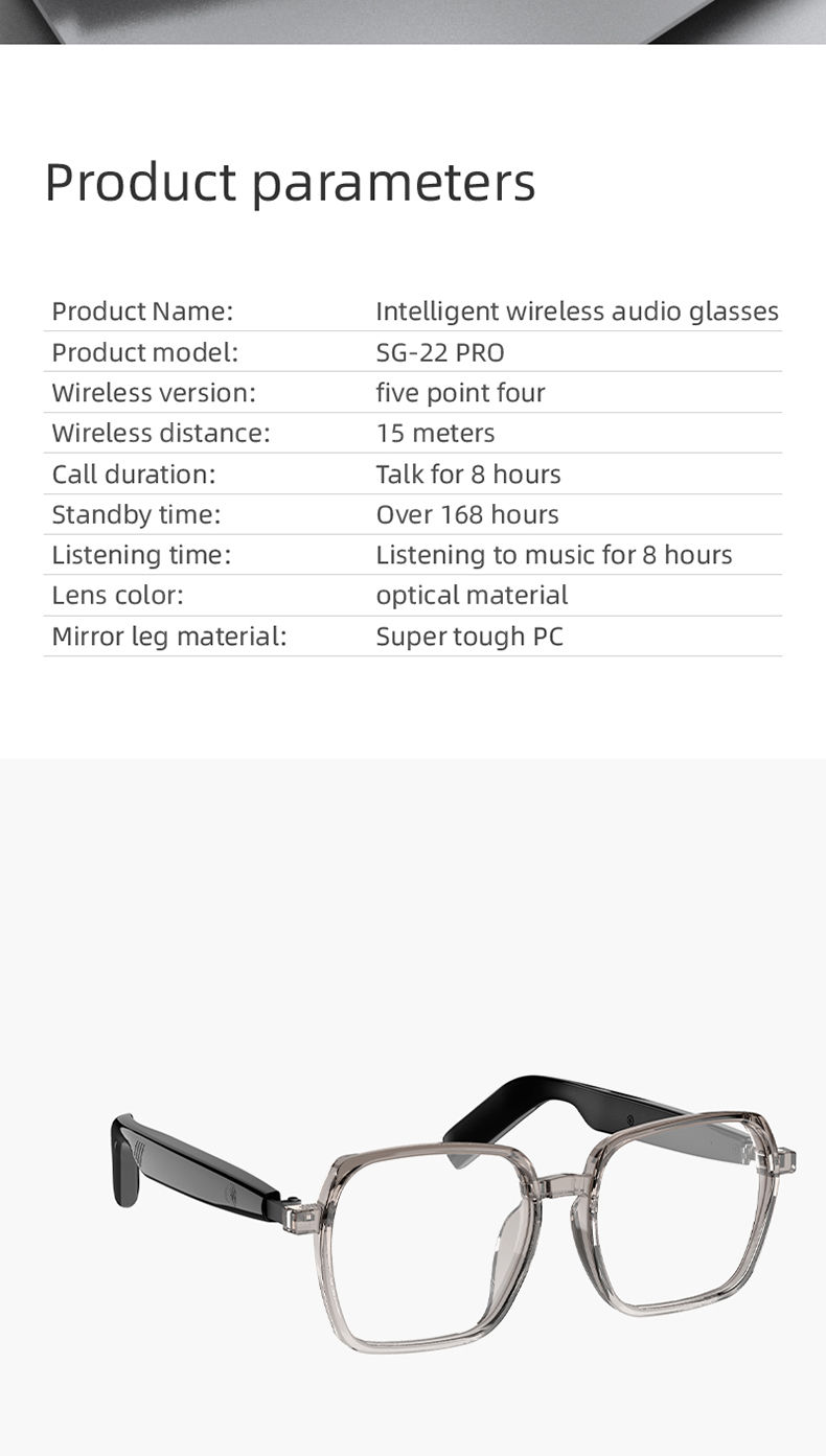 Thumbnail: SG22 Transparent Smart Glasses With Bluetooth 5.4 Open-Ear Audio, Voice Assistan