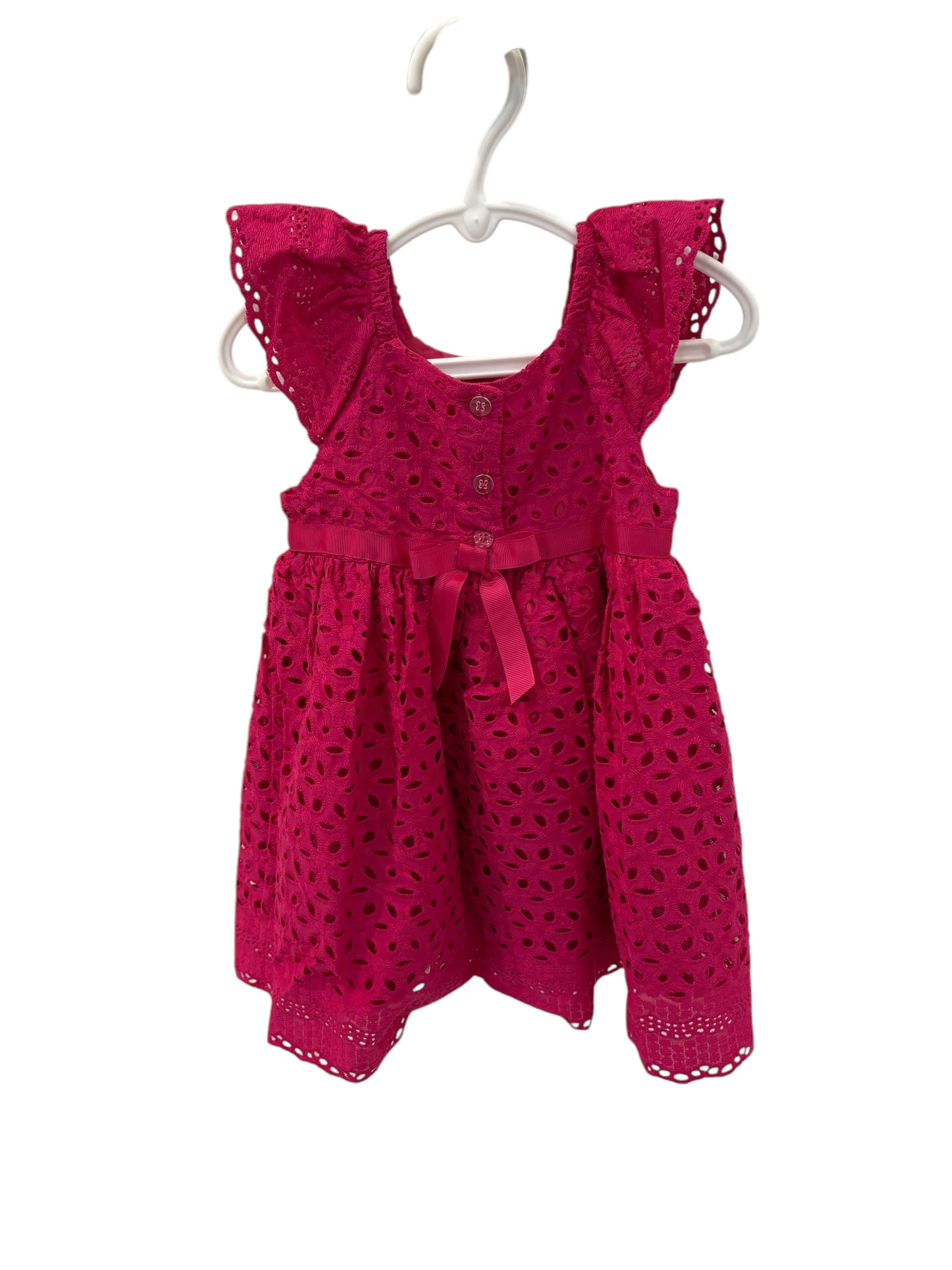 Hot Pink Lace Dress With A Bow