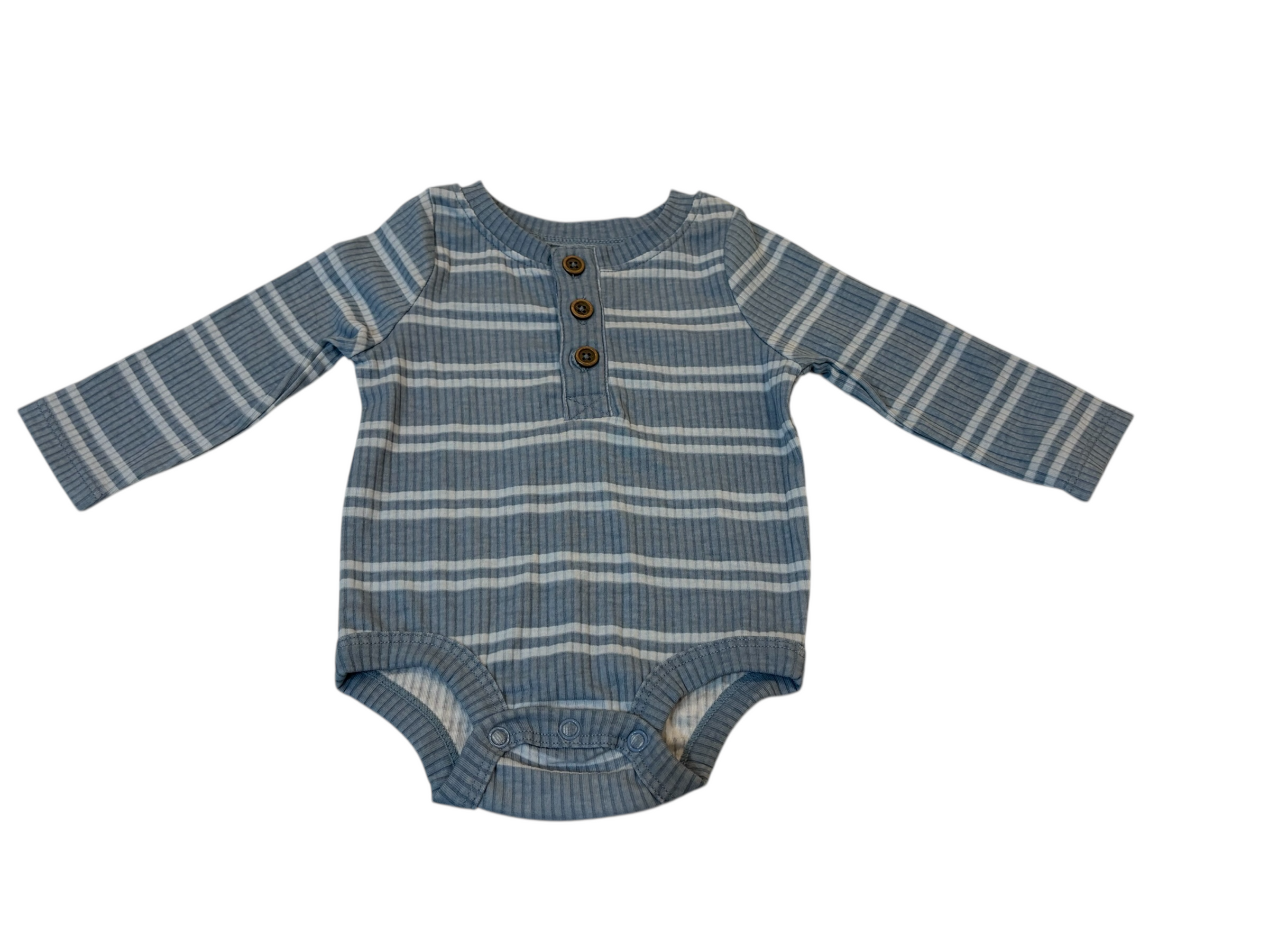 Long Sleeve Blue Striped Romper