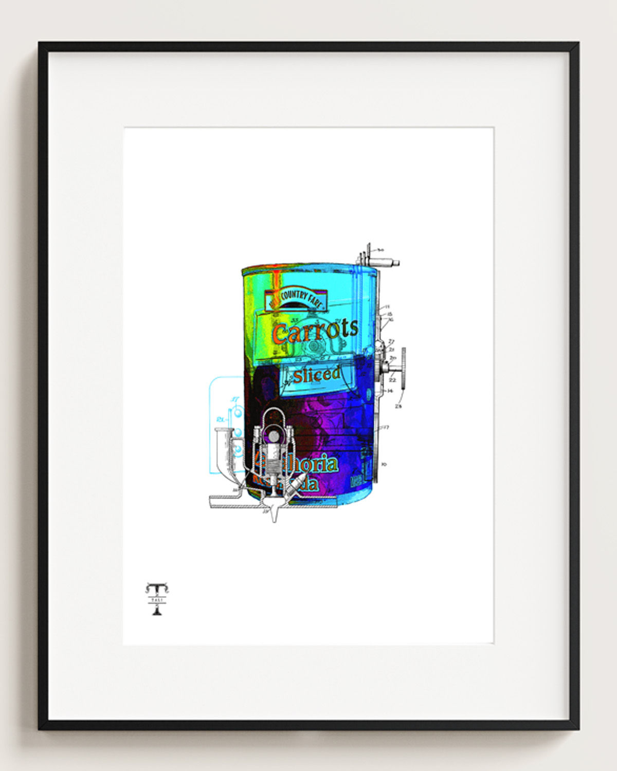 Pop art style food can with technical designs