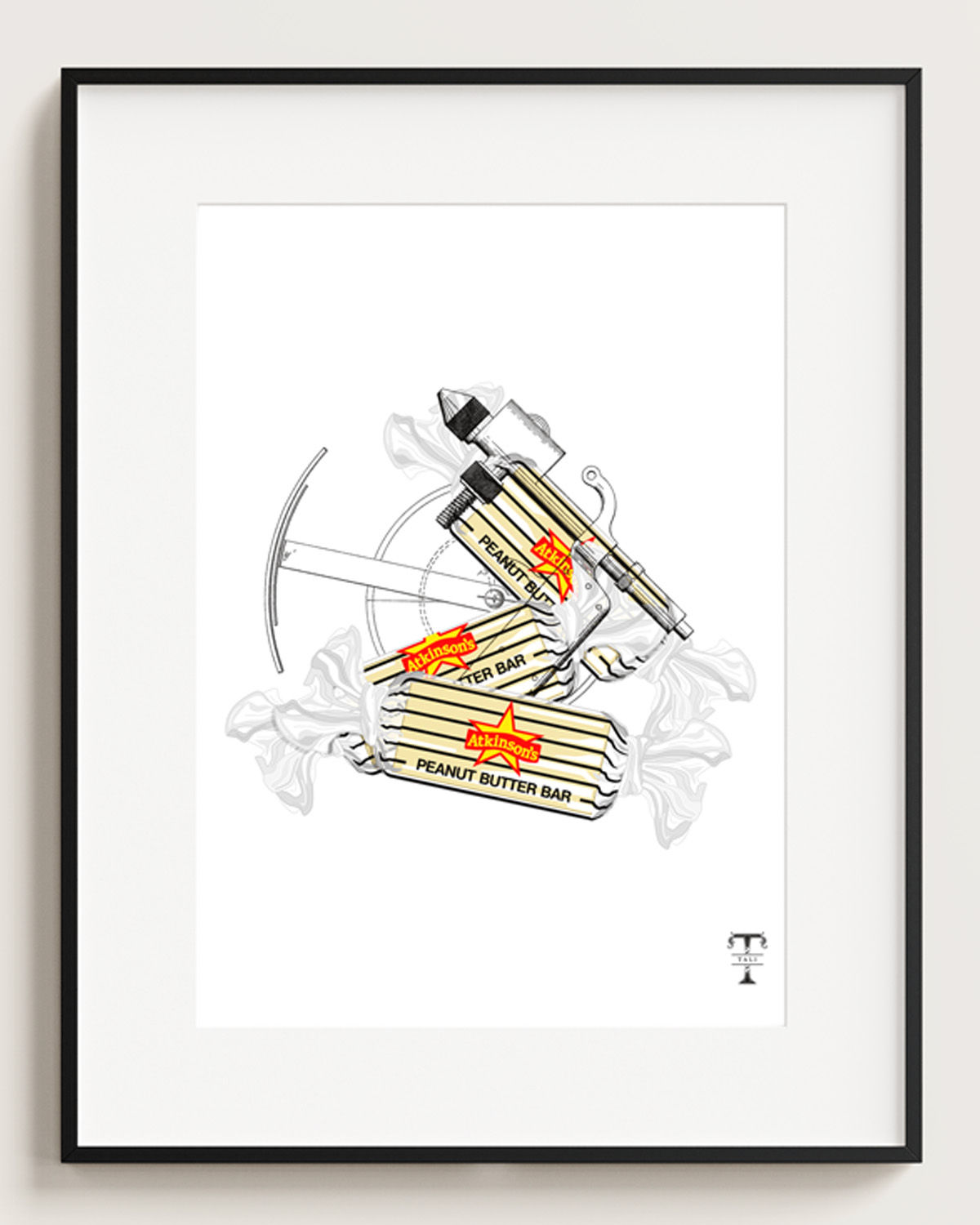 Peanut butter candies with technical designs