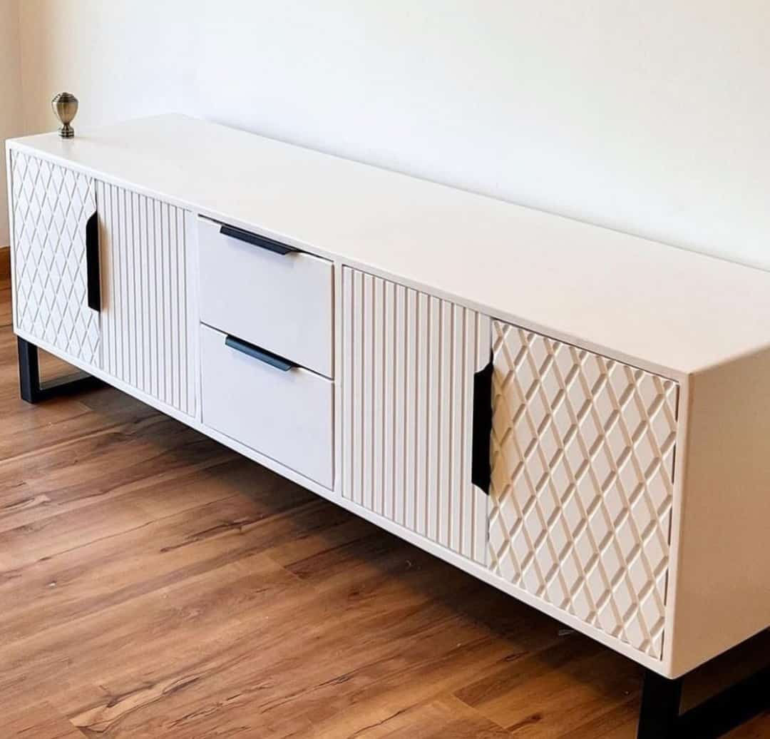 6 feet white dark handles tv stands