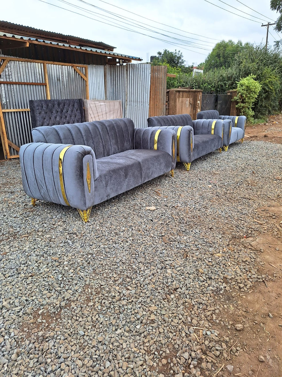 Thumbnail: Light gray velvet 7 seater couch 
