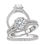 Thumbnail: Bridal Set 14K Diamond Round Center Halo