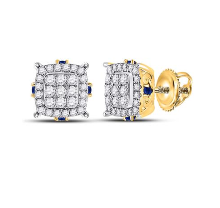 Thumbnail: 0.75 CTW Diamond & Blue Sapphire Composite Stud Earrings