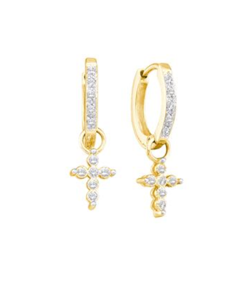 0.10 CTW Diamond Dangling Hoop Earrings