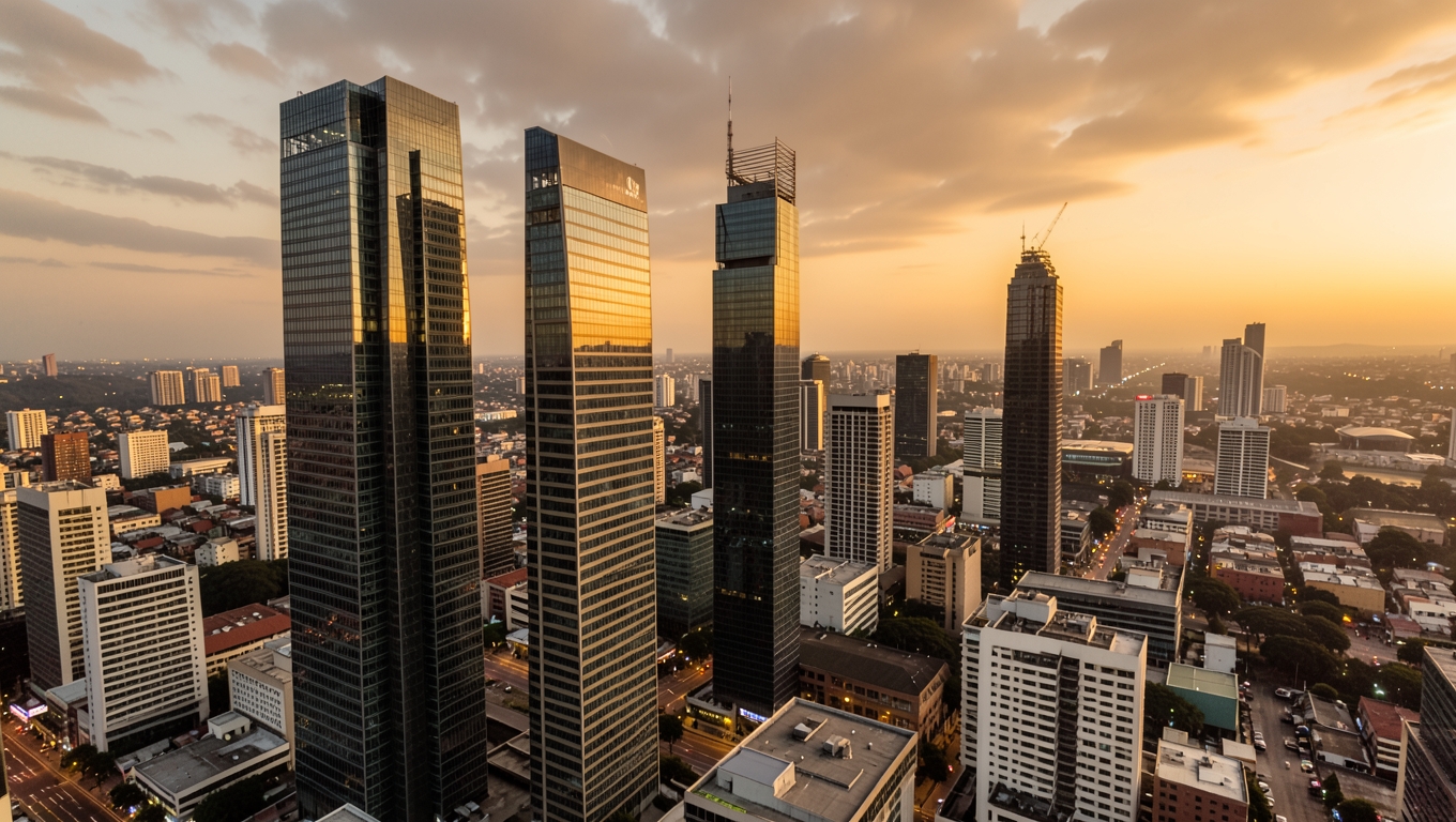Johannesburg skyline at golden hour, the market where the city economy and the future of business meet