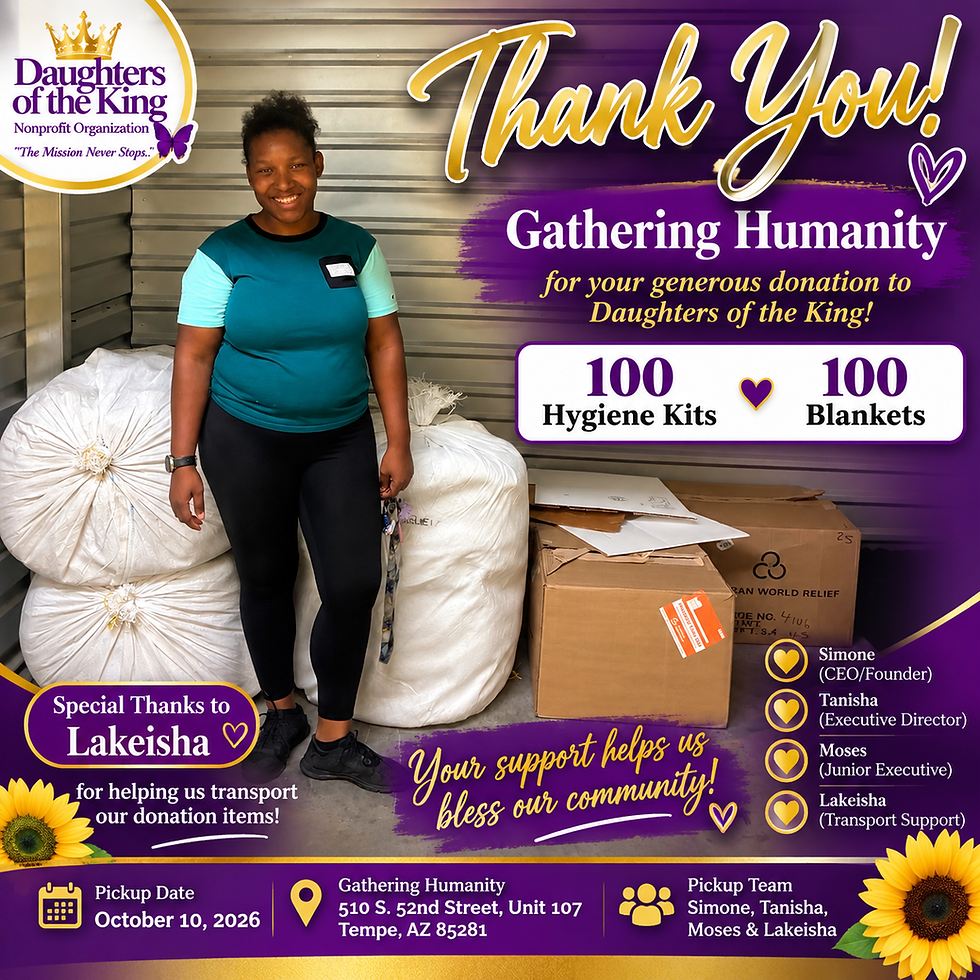 Thank You, Gathering Humanity and Lakeisha — October 10 Donation Pickup