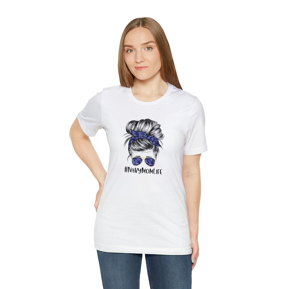 Thumbnail: Navy Mom Life Messy Bun Unisex Jersey Short Sleeve Tee
