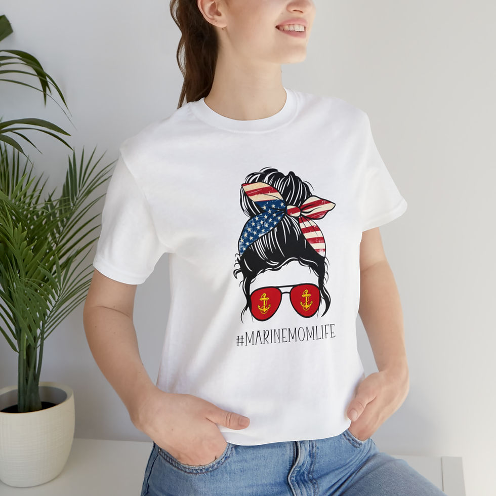 Thumbnail:  Marine Mom Life Messy Bun T-shirt