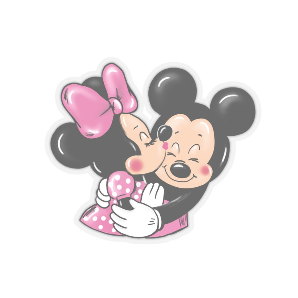 Thumbnail: Mickey & Minnie hugs n kisses die cut sticker in pink