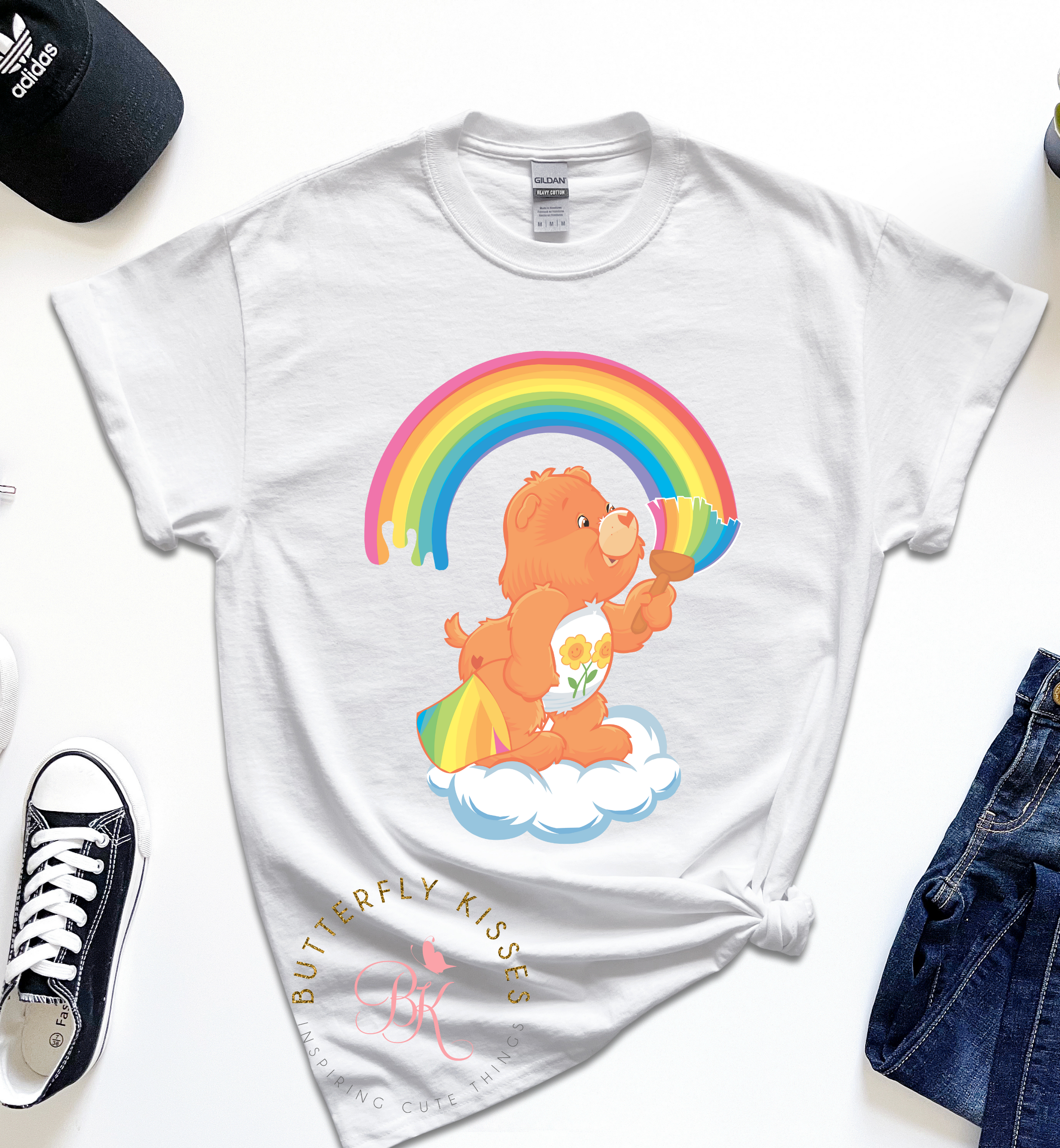 Care Bears Friend Bear Rainbow Paint Unisex Heavy Cotton T-Shirt