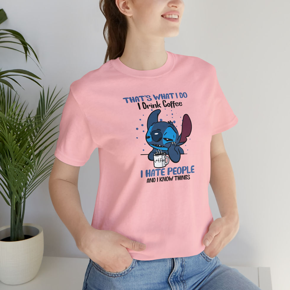 Thumbnail: Stitch I drink coffee, I hate people, I know things Jersey Short Sleeve T-shirt