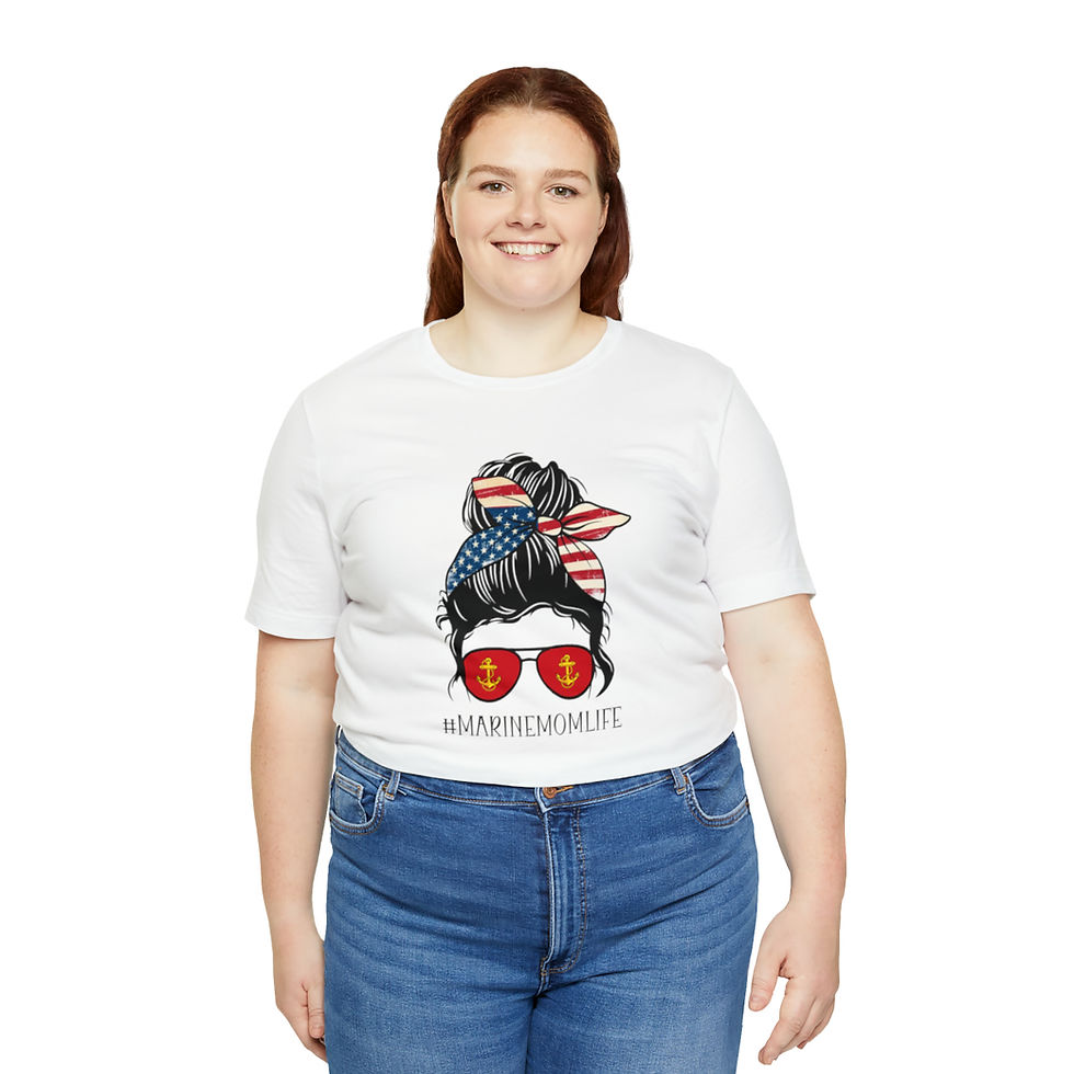 Thumbnail:  Marine Mom Life Messy Bun T-shirt