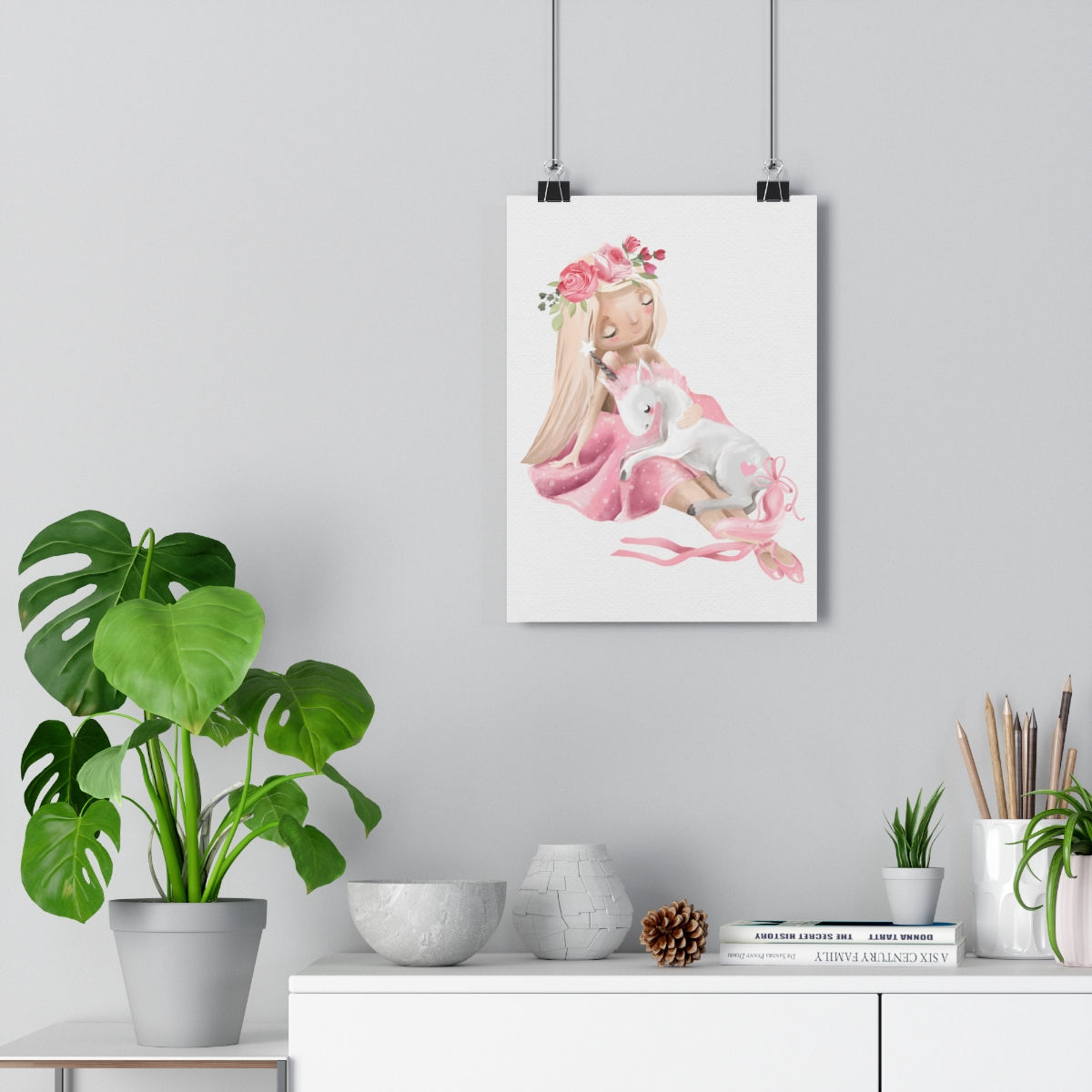 Blonde Ballerina & Unicorn Giclée Art Print