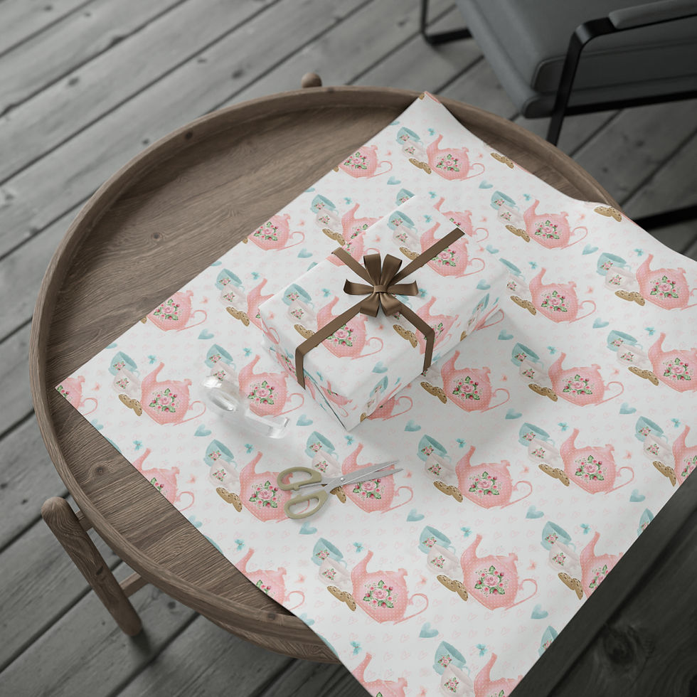Thumbnail: Tea party Wrapping Papers, Tea Time baby shower, Birthday Party, Mother's Day 