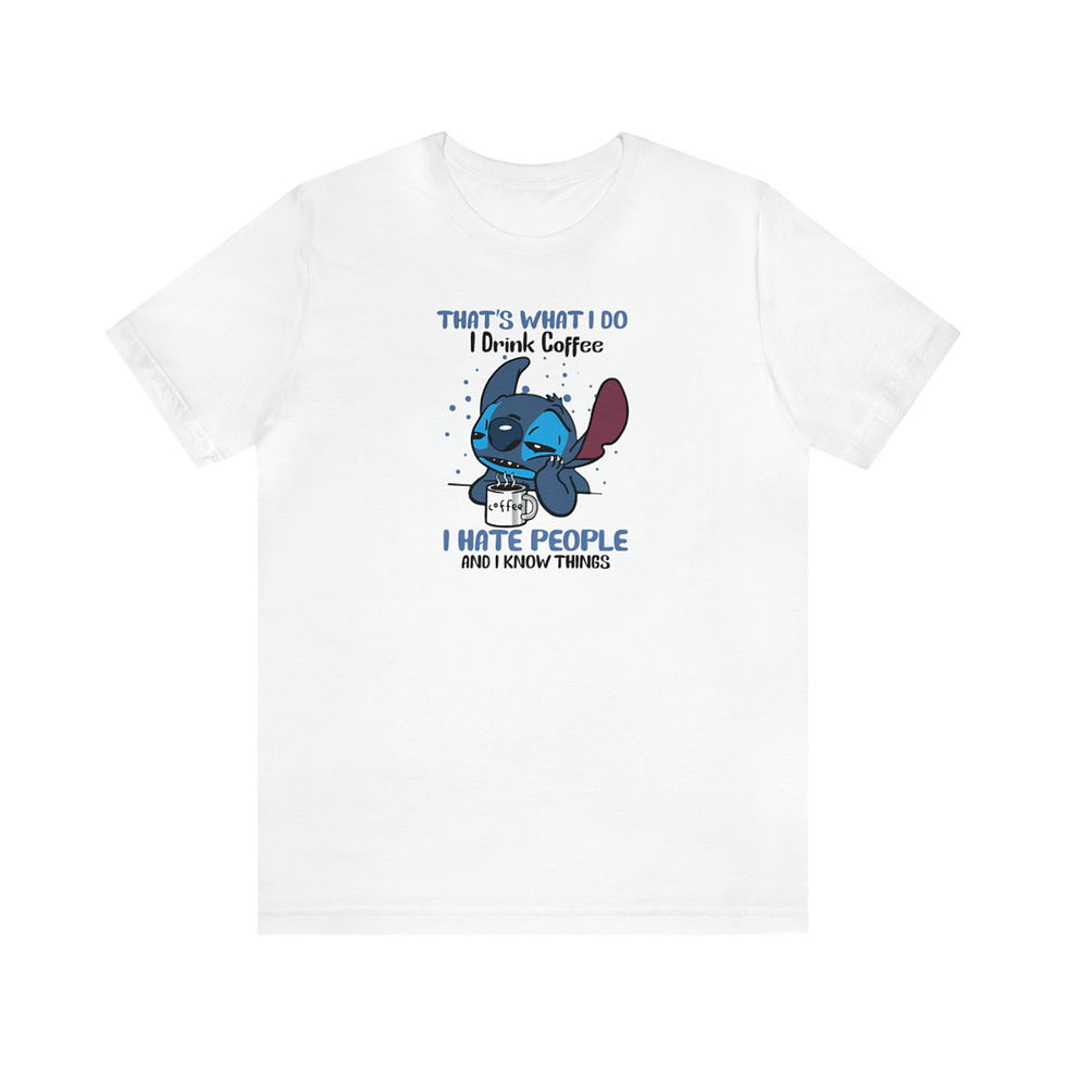 Thumbnail: Stitch I drink coffee, I hate people, I know things Jersey Short Sleeve T-shirt