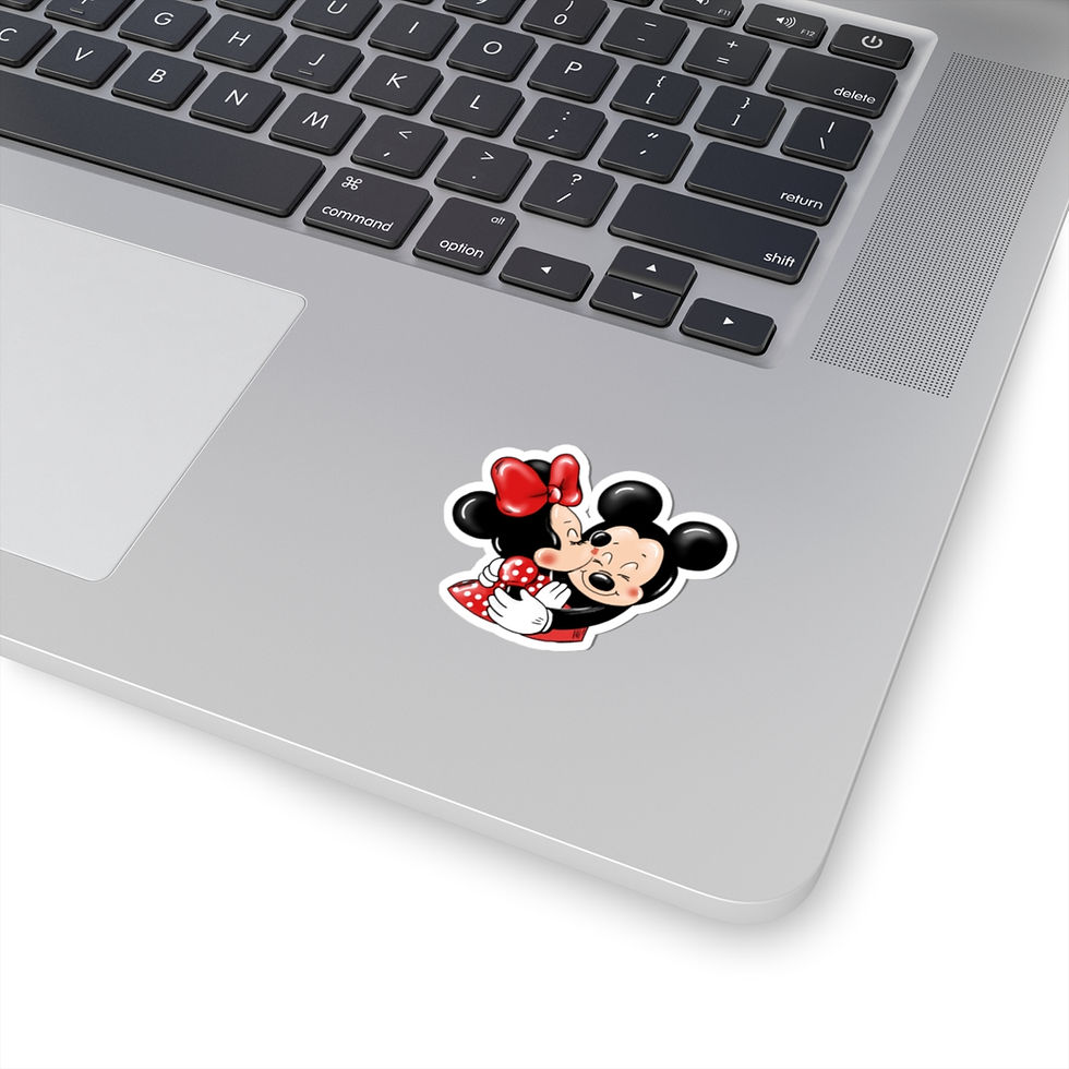 Thumbnail: Mickey & Minnie Hugs n Kisses Red die cut sticker