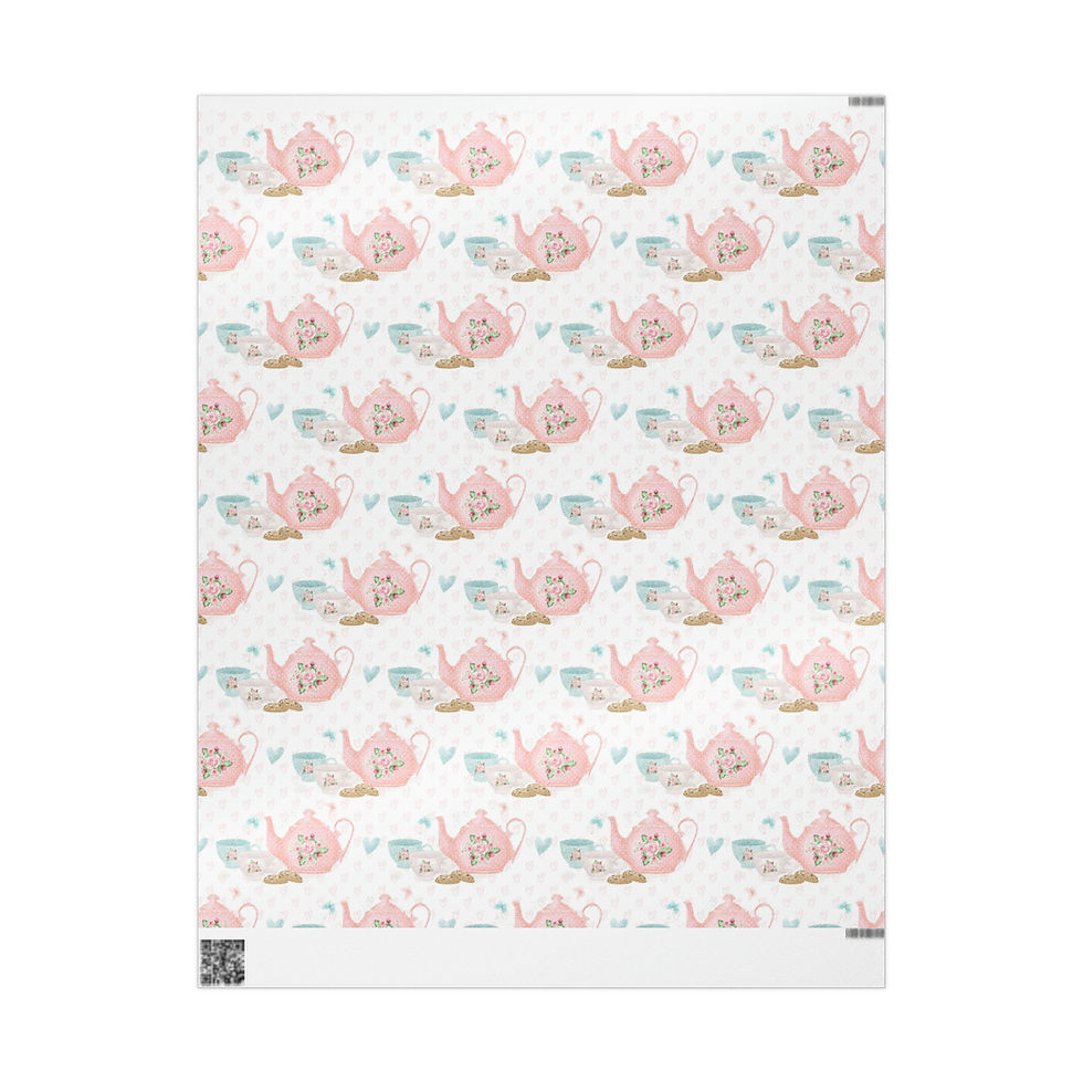 Thumbnail: Tea party Wrapping Papers, Tea Time baby shower, Birthday Party, Mother's Day 