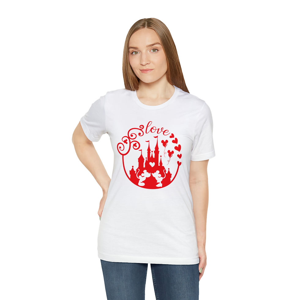 Thumbnail: Mickey & Minnie Love Castle Silhouette Unisex Jersey Short Sleeve Tee