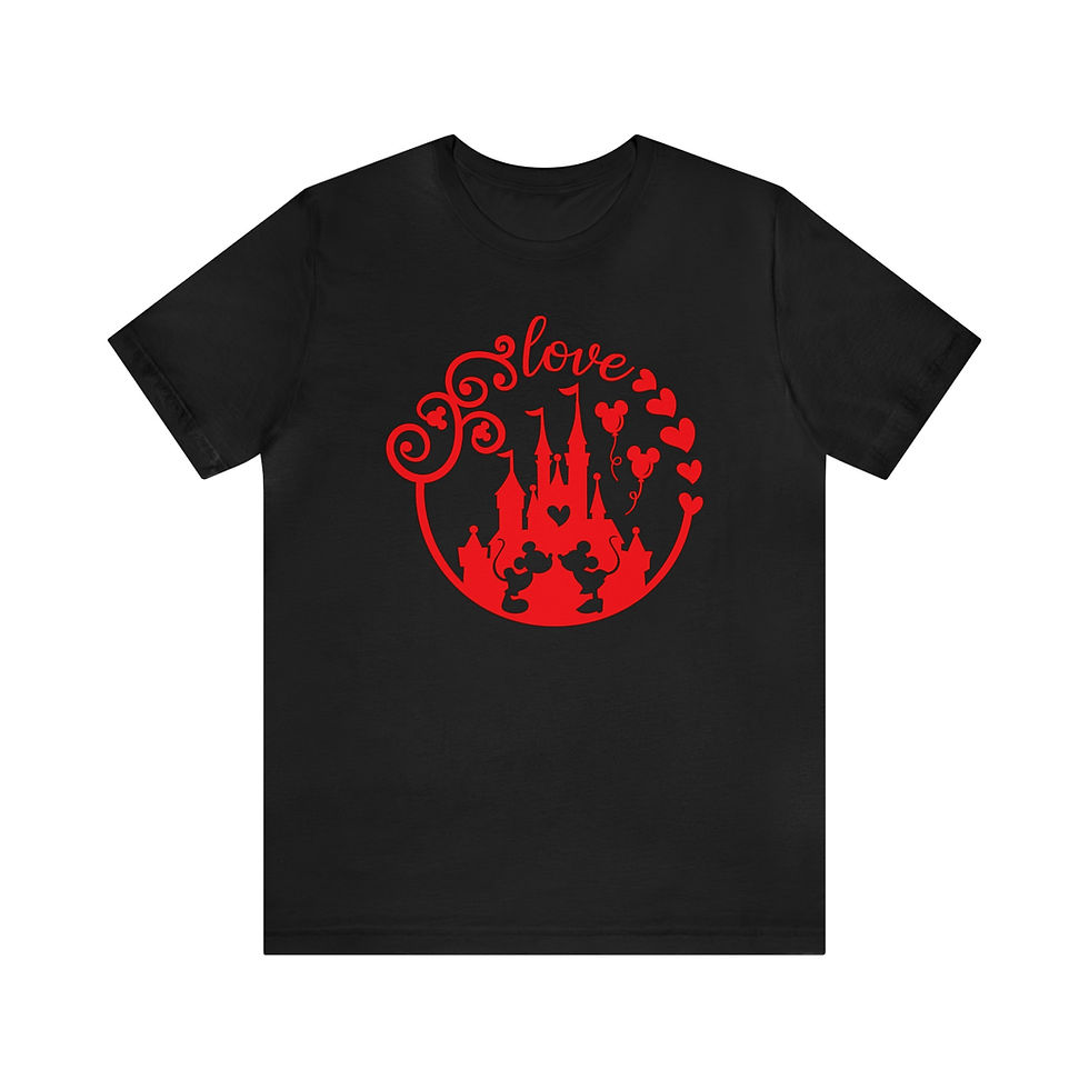 Thumbnail: Mickey & Minnie Love Castle Silhouette Unisex Jersey Short Sleeve Tee
