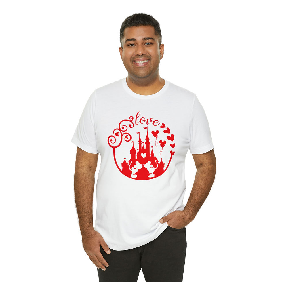 Thumbnail: Mickey & Minnie Love Castle Silhouette Unisex Jersey Short Sleeve Tee