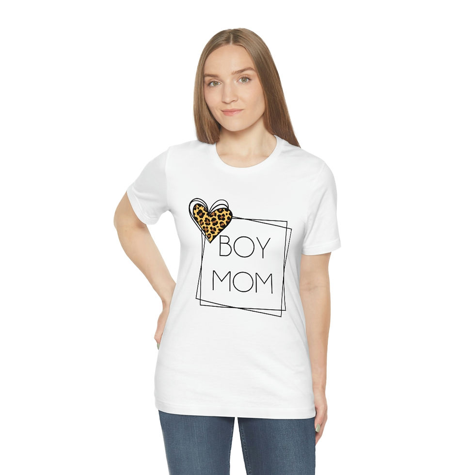 Thumbnail: Boy Mom-Cheetah Heart-Unisex Jersey-Short Sleeve-T-shirt