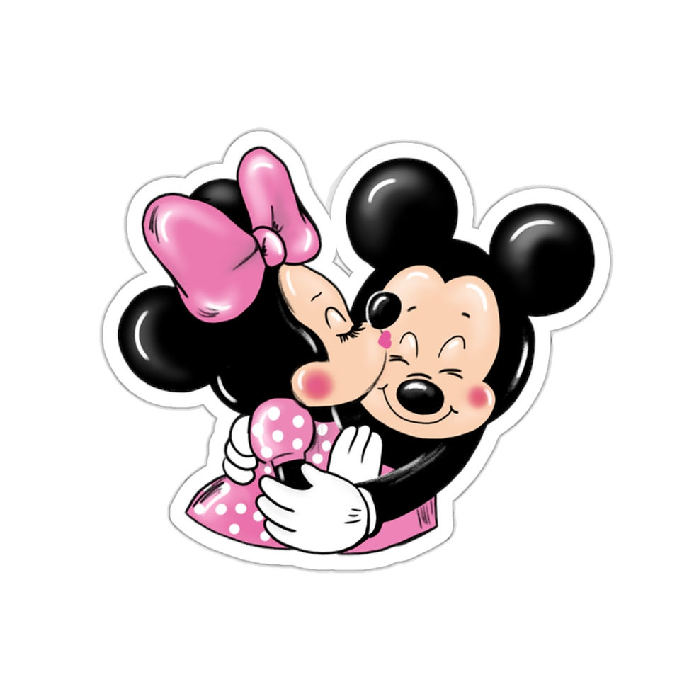 Thumbnail: Mickey & Minnie hugs n kisses die cut sticker in pink