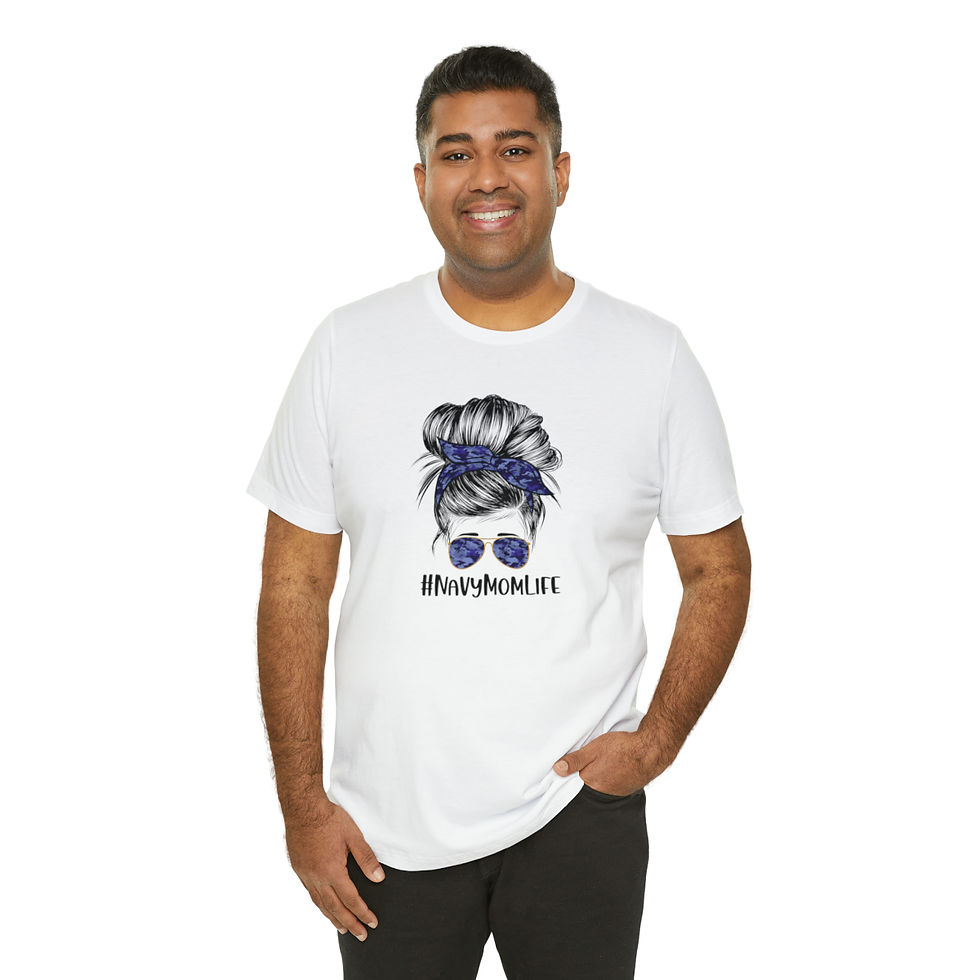 Thumbnail: Navy Mom Life Messy Bun Unisex Jersey Short Sleeve Tee