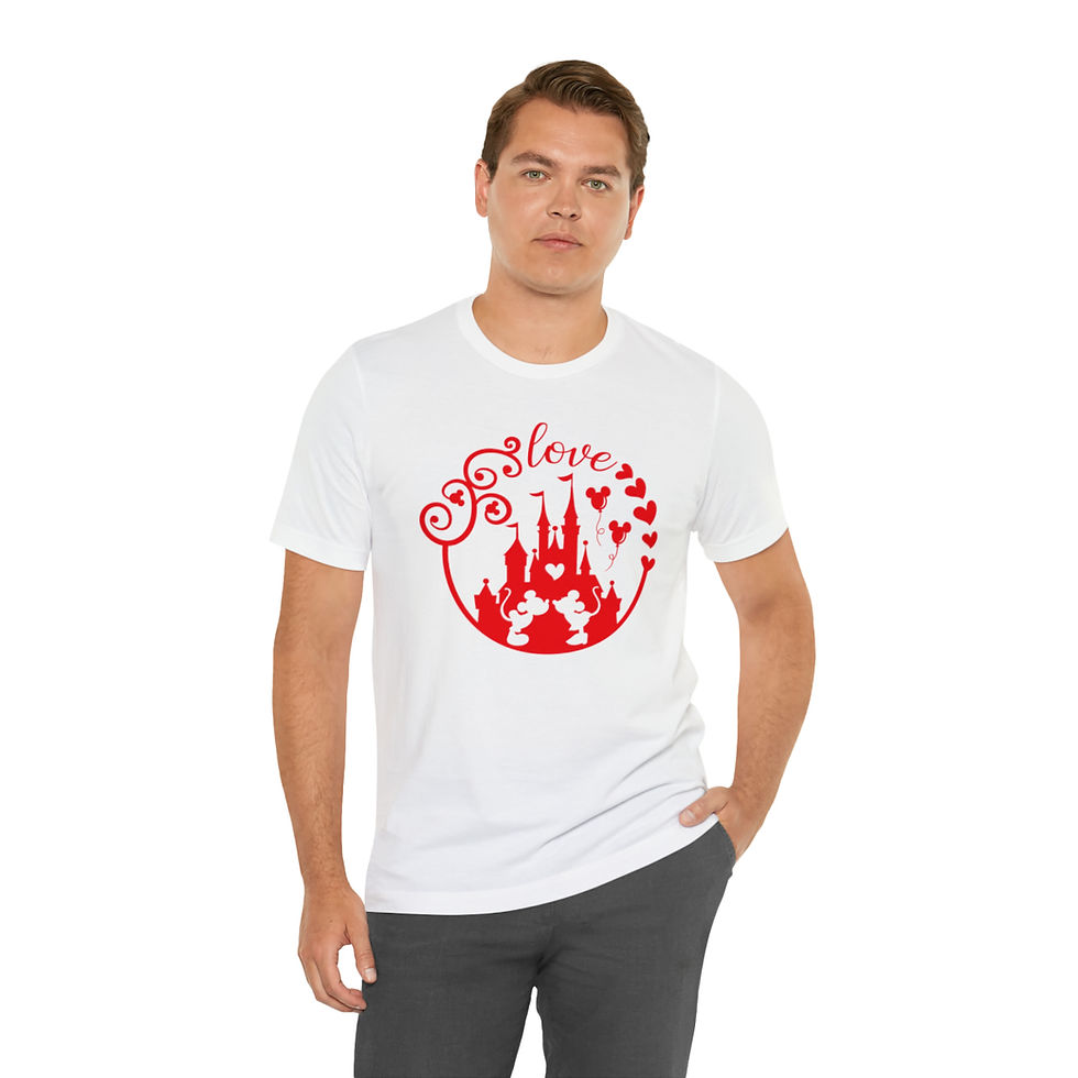 Thumbnail: Mickey & Minnie Love Castle Silhouette Unisex Jersey Short Sleeve Tee