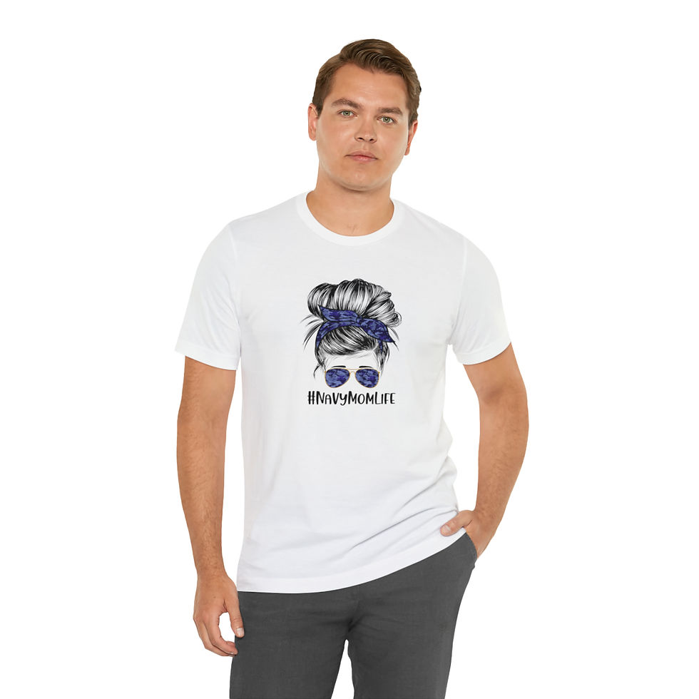 Thumbnail: Navy Mom Life Messy Bun Unisex Jersey Short Sleeve Tee
