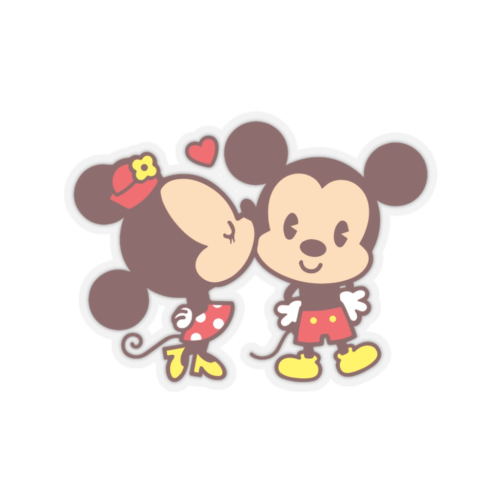 Thumbnail: Minnie Kisses Mickey retro die cut sticker