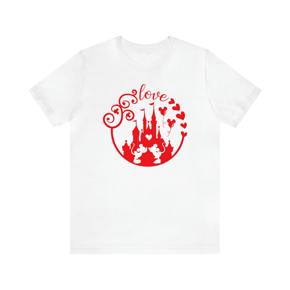Thumbnail: Mickey & Minnie Love Castle Silhouette Unisex Jersey Short Sleeve Tee