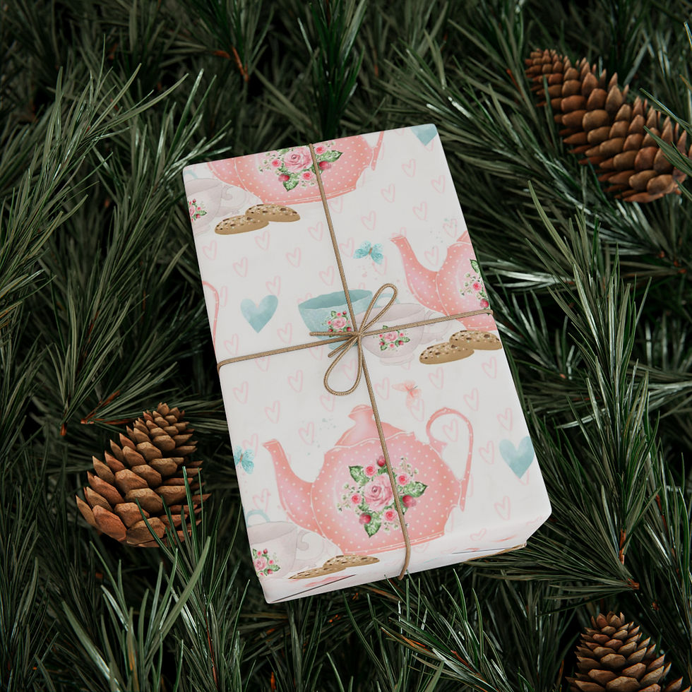 Thumbnail: Tea party Wrapping Papers, Tea Time baby shower, Birthday Party, Mother's Day 