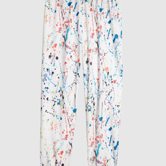 white sweatpants with paint splatter