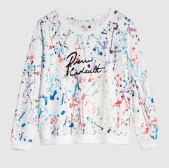 white sweatshirt with paint splatter