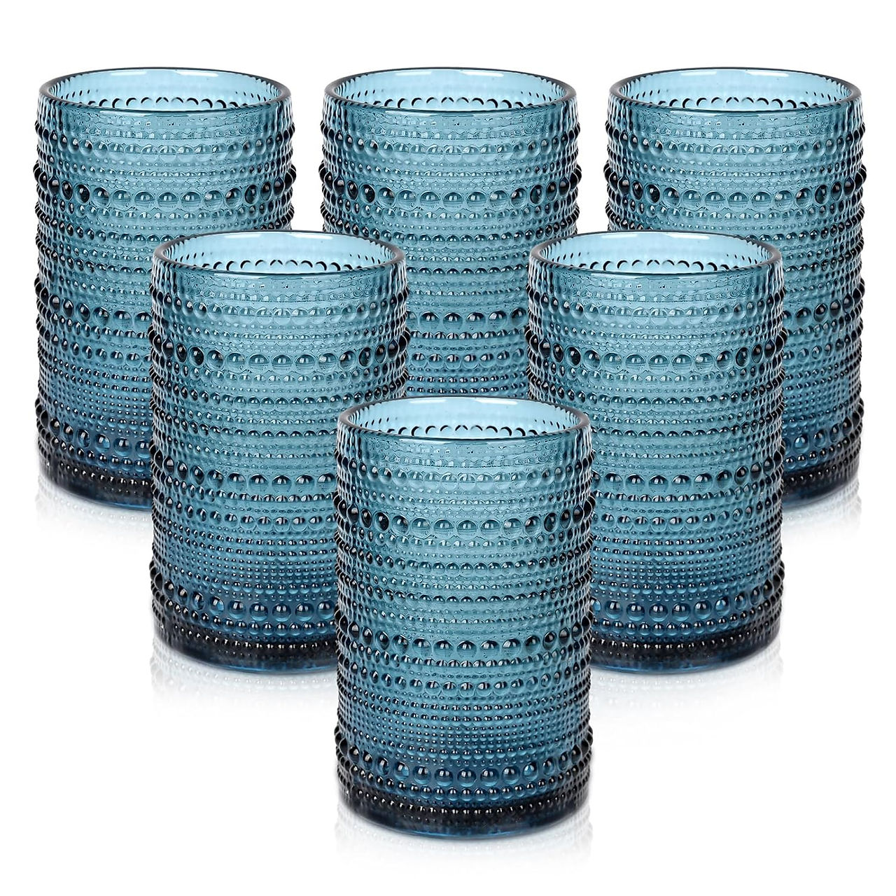 set of 6 blue drinking glasses