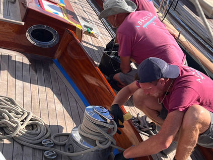 Varnish on board Superyacht