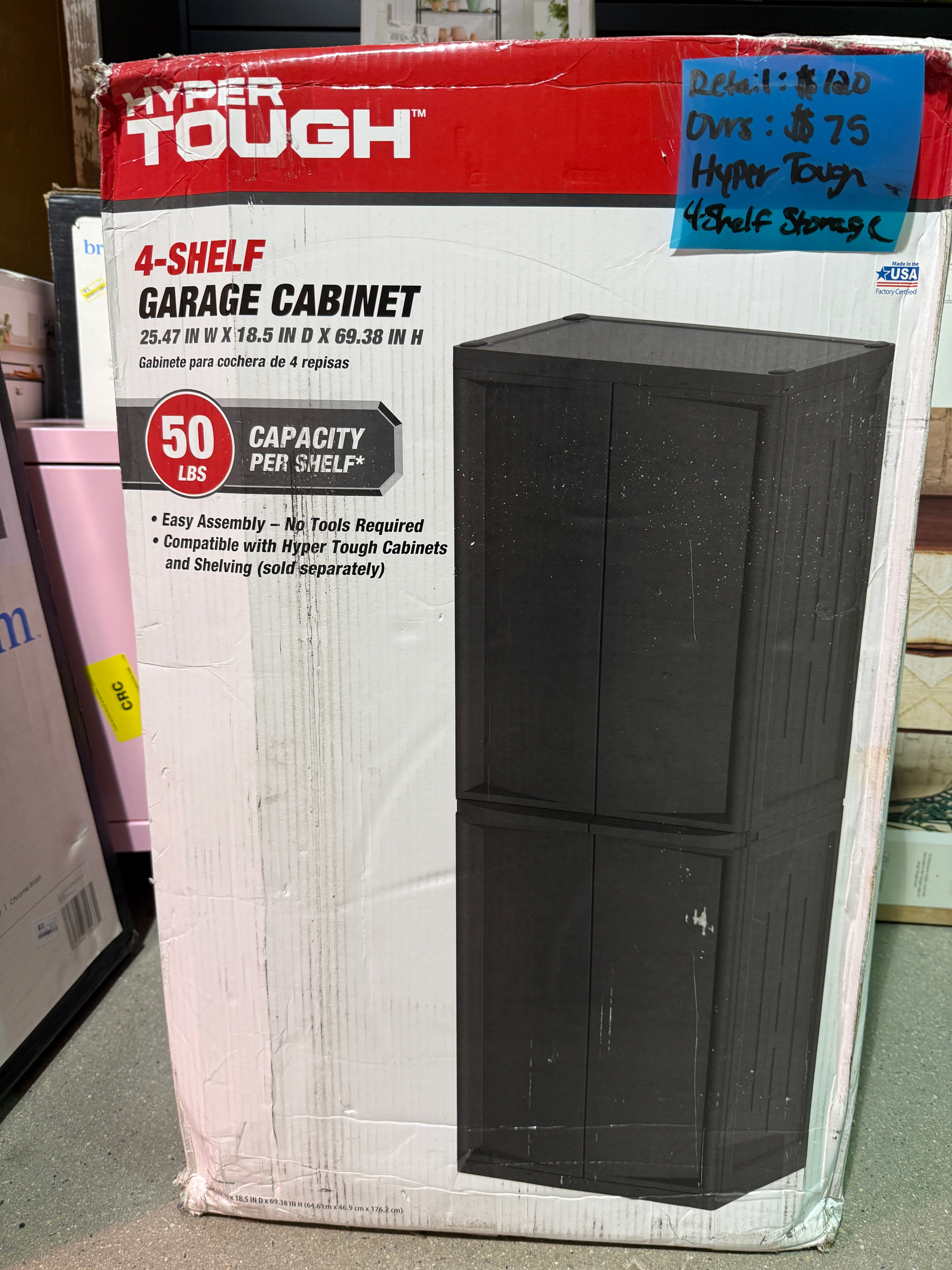 Hyper Tough - 4 Shelf Garage Cabinet Black Heavy Duty