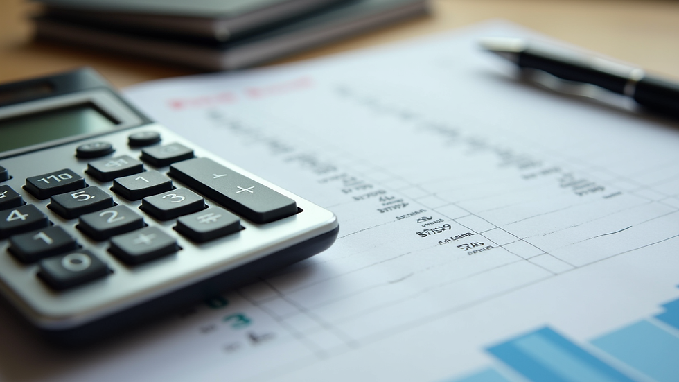 Close-up view of a calculator and notebook with sales figures