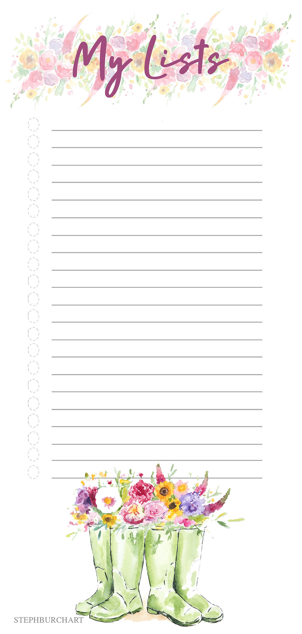 Thumbnail: Flowers in Wellies "Don't Forget" - List Pad