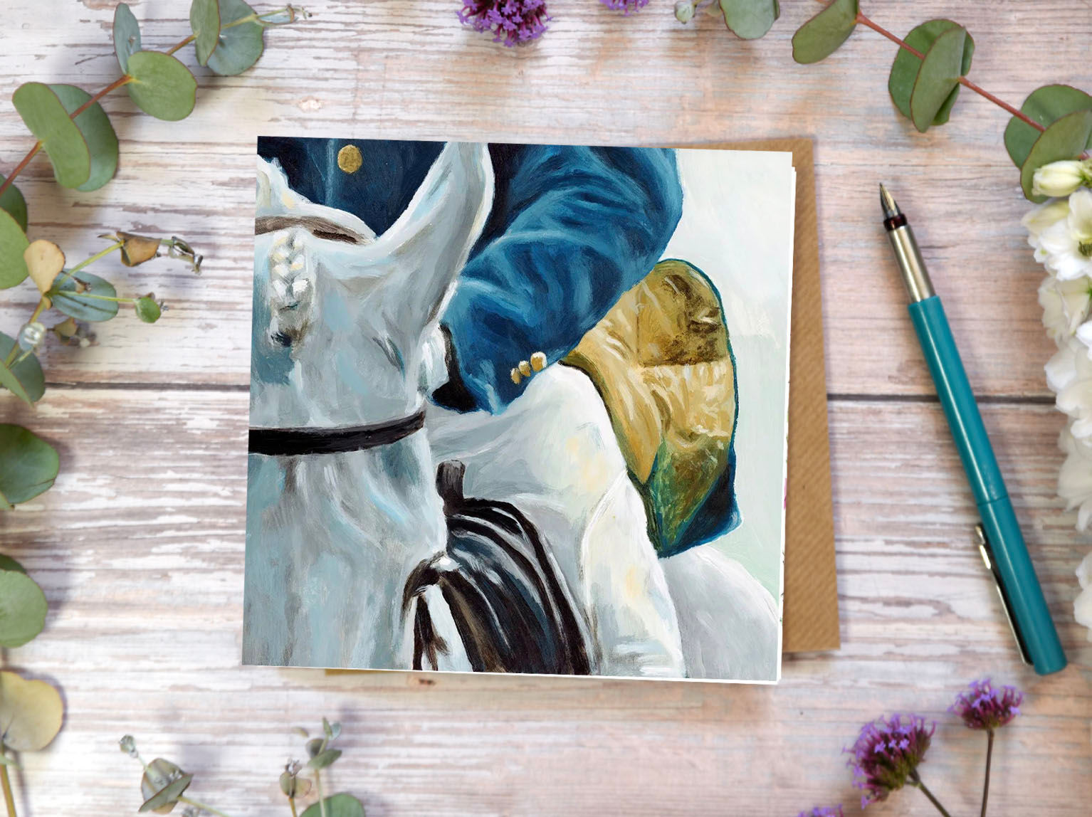 Horse in Blue - Greetings Card