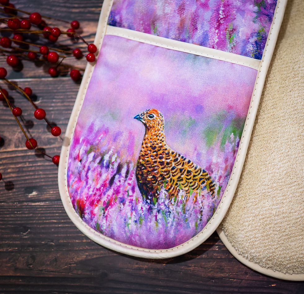 Thumbnail: Pink Grouse - Luxury Oven Gloves