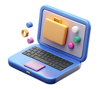 playful-3d-illustration-blue-laptop-with-yellow-suitcase-screen-colorful-buttons-perfect-r