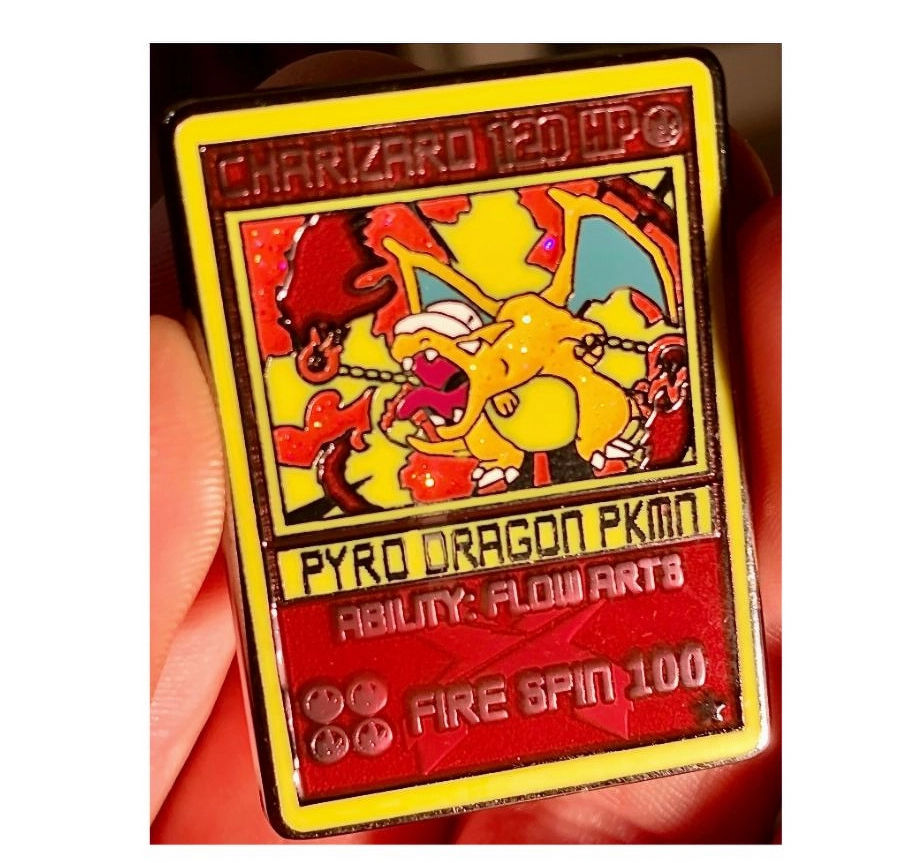 Pokemon Charizard Pyro Fire "Flow Arts" Pin – 1.5" Limited Edition