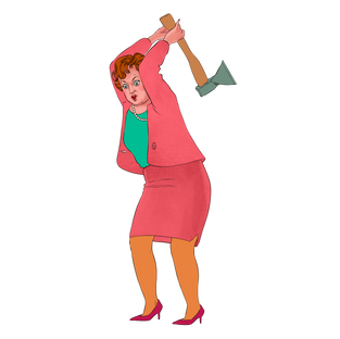 Illustration of a woman in the pink costume